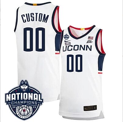 Custom UConn Huskies Jersey Name and Number 2023 National Champions College Basketball White Home