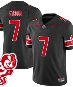 CJ Stroud Jersey #7 Ohio State Buckeyes Football 2023 Stitched Brutus Buckeye Patch Black