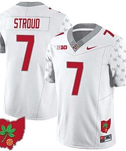 CJ Stroud Jersey #7 Ohio State Buckeyes Football Stitched Ohio Map Patch White Special Style 2