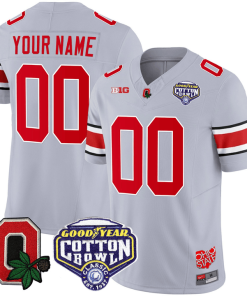 Custom Ohio State Jersey Name and Number Good Year Cotton Bowl Patch Football Gray