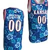 Custom Kansas Jayhawks Jersey Name and Number Bill Self Game College Basketball Blue Maui Strong
