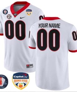 Custom Georgia Bulldogs Jersey Name and Number Orange Bowl Patch Football White