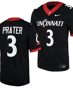 Cincinnati Bearcats Evan Prater Jersey #3 Black 2023 Replica College Football