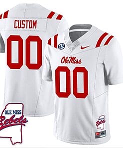 Custom Ole Miss Rebels Jersey Name and Number Football All Stitched White Rebels Map