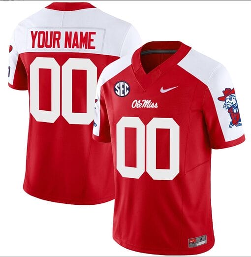 Custom Ole Miss Rebels Jersey Name and Number Football Vapor Limited All Stitched Red Alternate