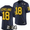 Colston Loveland Jersey #18 Michigan Wolverines 2024 Football National Championship Playoff Navy