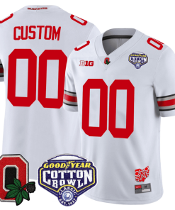 Custom Ohio State Jersey Name and Number Good Year Cotton Bowl Patch Football White