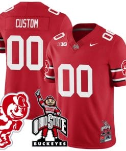 Custom Ohio State Jersey Name and Number Football Stitched Brutus Buckeye Patch Style 2 Scarlet
