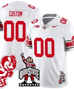 Custom Ohio State Jersey Name and Number Football Stitched Brutus Buckeye Patch Style 2 White