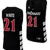 Cincinnati Bearcats James White Jersey #21 Black Basketball Unisex Replica