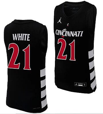 Cincinnati Bearcats James White Jersey #21 Black Basketball Unisex Replica
