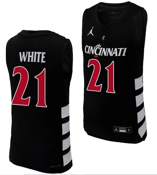 Cincinnati Bearcats James White Jersey #21 Black Basketball Unisex Replica