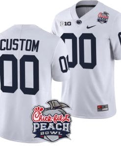 Custom Penn State Jersey Name and Number Peach Bowl Patch 2024 College Football White