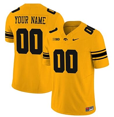 Custom Iowa Hawkeyes Jersey Name and Number Vapor Limited Football Gold