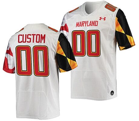 Custom Maryland Terrapins Jersey Name and Number College Football White 2022 - 2023 Replica Uniform