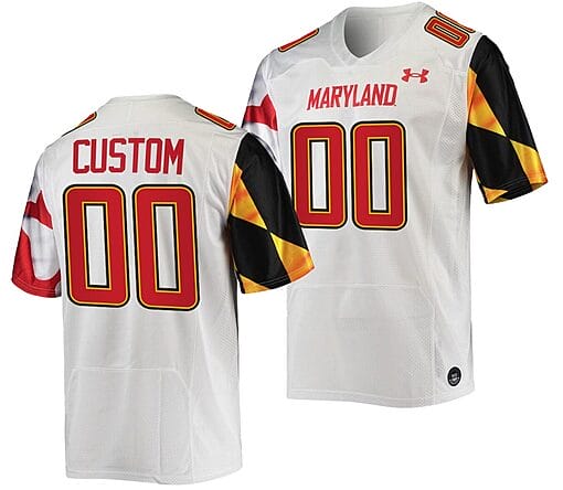 Custom Maryland Terrapins Jersey Name and Number College Football White 2022 - 2023 Replica Uniform