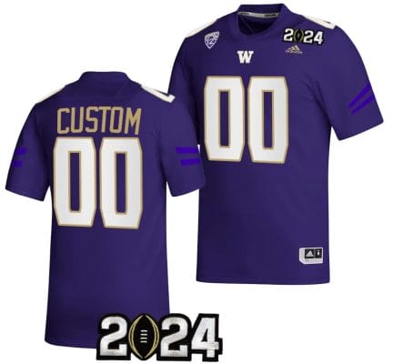 Custom Washington Huskies Jersey Name and Number 2024 College Football Playoff National Championship Purple