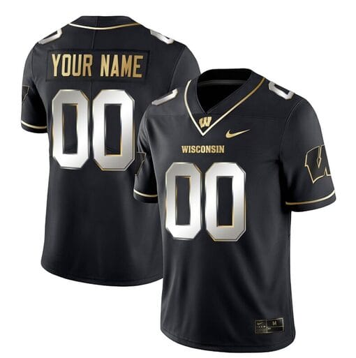 Custom Wisconsin Badgers Jersey Name and Number NCAA College Football Black Limited