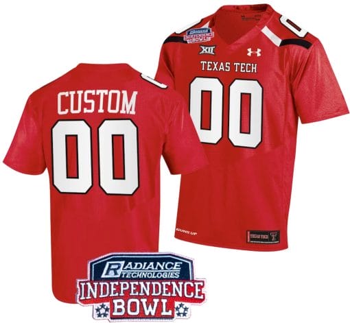 Custom Texas Tech Jersey Name and Number Independence Bowl Patch Football 2023 Red