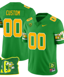 Custom Oregon Ducks Jersey Oregon State Patch Name and Number ‘Mighty Oregon’ Throwback Football Green