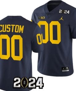 Custom Michigan Wolverines Jersey Name and Number 2024 Football National Championship Playoff Navy