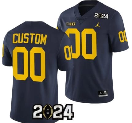 Custom Michigan Wolverines Jersey Name and Number 2024 Football National Championship Playoff Navy