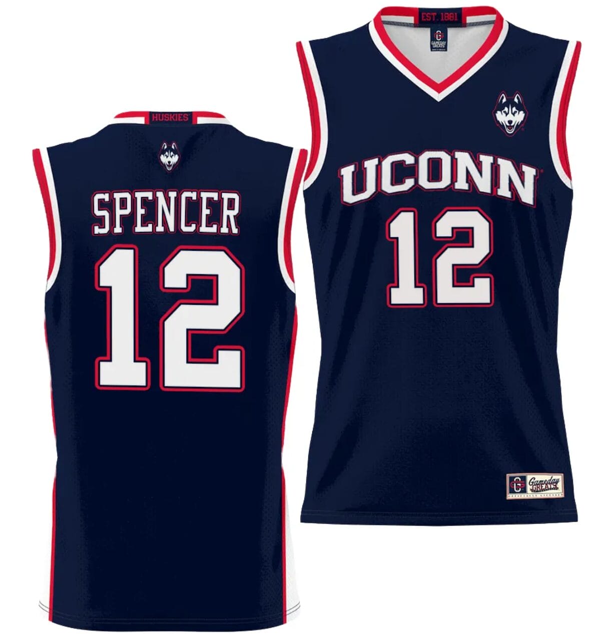 Cam Spencer Jersey #12 UConn Huskies NIL College Basketball Lightweight Navy