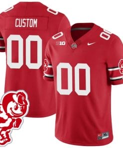 Custom Ohio State Jersey Name and Number Football Stitched Brutus Buckeye Patch Style 1 Scarlet