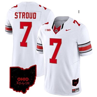 CJ Stroud Jersey #7 Ohio State Buckeyes College Football Stitched Vapor Limited Ohio Patch White