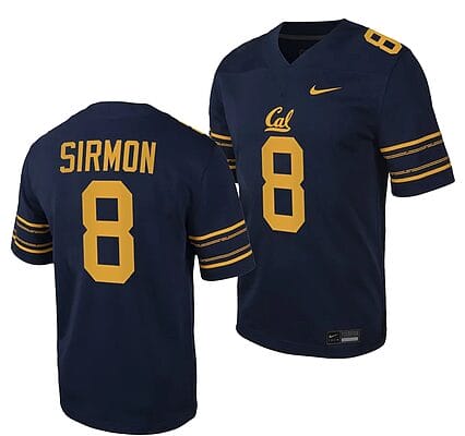 Cal Bears NIL Jackson Sirmon Jersey #8 College Football Game 2023 Black