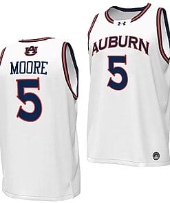Chris Moore Jersey #5 Auburn Tigers Replica College Basketball 2023-24 White