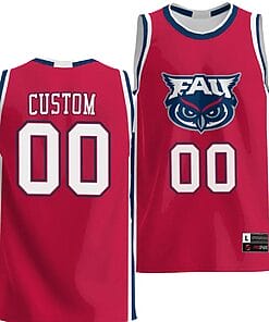 Custom FAU Owls Jersey Name and Number NIL College Basketball Lightweight Red