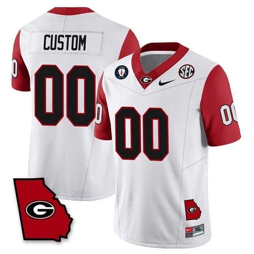 Custom Georgia Bulldogs Jersey Name and Number Color Sleeve All Stitched White