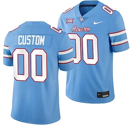 Custom Houston Cougars Oilers Themed Jersey Name and Number NCAA Football - Blue