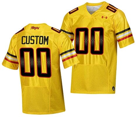 Custom Maryland Terrapins Jersey Name and Number College Football Gold 2023 Script Uniform