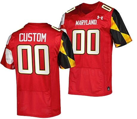 Custom Maryland Terrapins Jersey Name and Number College Football Red 2022 - 2023 Replica Uniform