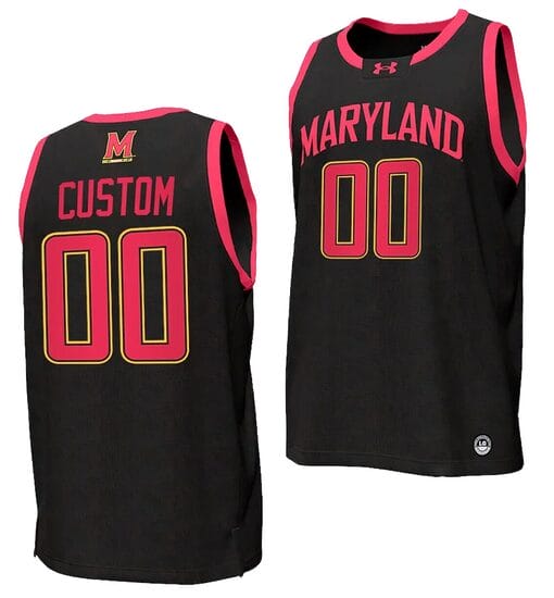 Custom Maryland Terrapins Jersey Name and Number College NIL Replica Basketball Black