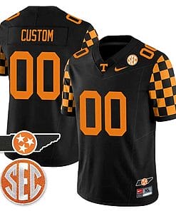 Custom Tennessee Jersey Name and Number “Checkerboard” College Football Stitched Black