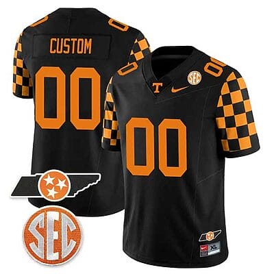 Custom Tennessee Jersey Name and Number “Checkerboard” College Football Stitched Black