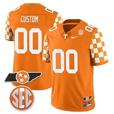 Custom Tennessee Jersey Name and Number “Checkerboard” College Football Stitched Orange