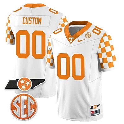 Custom Tennessee Jersey Name and Number “Checkerboard” College Football Stitched White