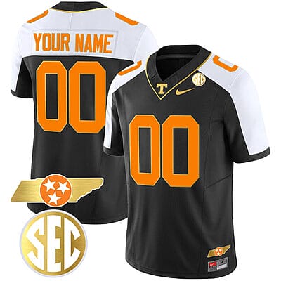 Custom Tennessee Jersey Name and Number “Checkerboard” College Football Stitched Alternate Black Gold