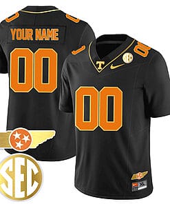 Custom Tennessee Jersey Name and Number “Checkerboard” Gold Limited College Football Stitched Black