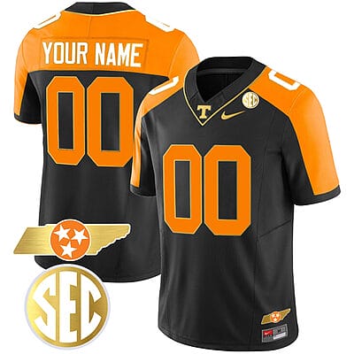 Custom Tennessee Jersey Name and Number “Checkerboard” Gold Limited College Football Stitched Black Reverse