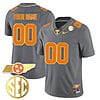 Custom Tennessee Jersey Name and Number “Checkerboard” Gold Limited College Football Stitched Gray