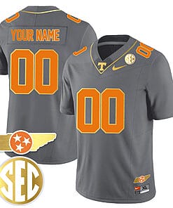Custom Tennessee Jersey Name and Number “Checkerboard” Gold Limited College Football Stitched Gray