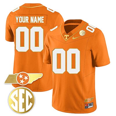 Custom Tennessee Jersey Name and Number “Checkerboard” Gold Limited College Football Stitched Orange