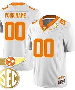 Custom Tennessee Jersey Name and Number “Checkerboard” Gold Limited College Football Stitched White