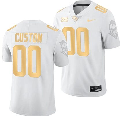 Custom UCF Knights Jersey Name and Number Light Mode College Football White Golden