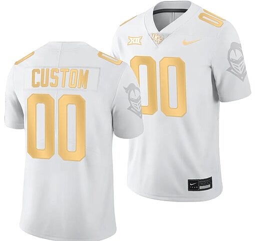 Custom UCF Knights Jersey Name and Number Light Mode College Football White Golden